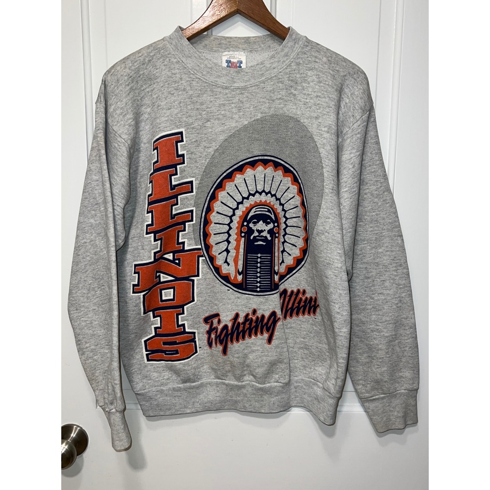 Vintage TNT Illinois Fighting Illini Sweatshirt Mens Large Gray 90s Made in USA